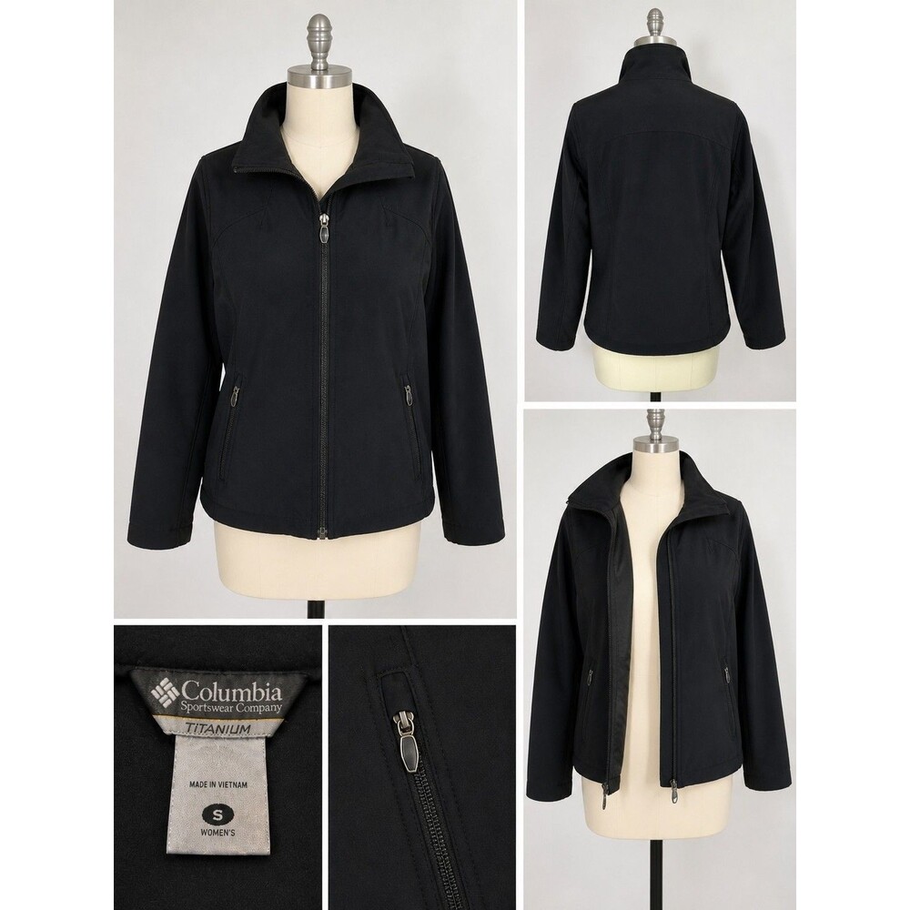 Columbia Titanium Omni-Shield Women’s Black Softshell Jacket Size S Full Zip